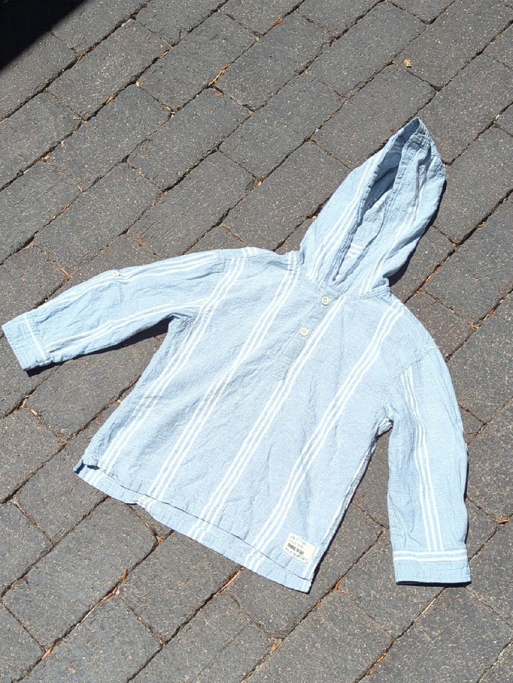 Zara Hooded Linen Longsleeve Button-Up Shirt, 4-5yrs